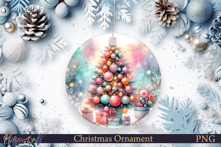 Pastel Christmas Tree Ornament PNG | Whimsical Holiday Desig example image 1