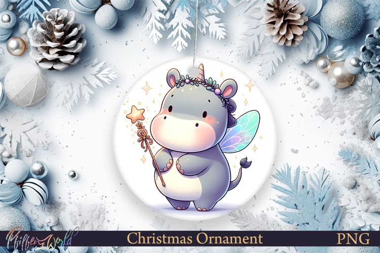 Christmas Ornament | Cute Animal | Holiday hippopotamus