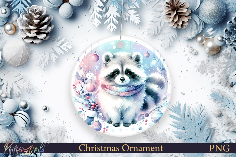 Christmas Ornament | Cute Animal | Holiday racoon