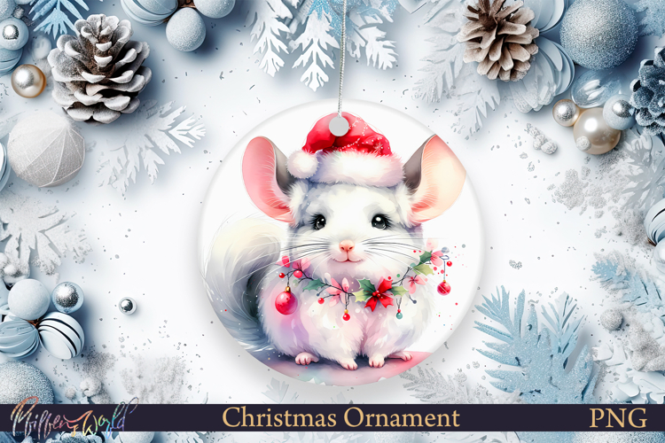 Christmas Ornament | Cute Animal | Holiday chinchilla