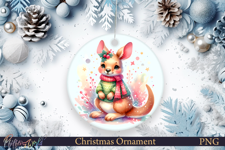 Christmas Ornament | Cute Animal | Holiday kangaroo