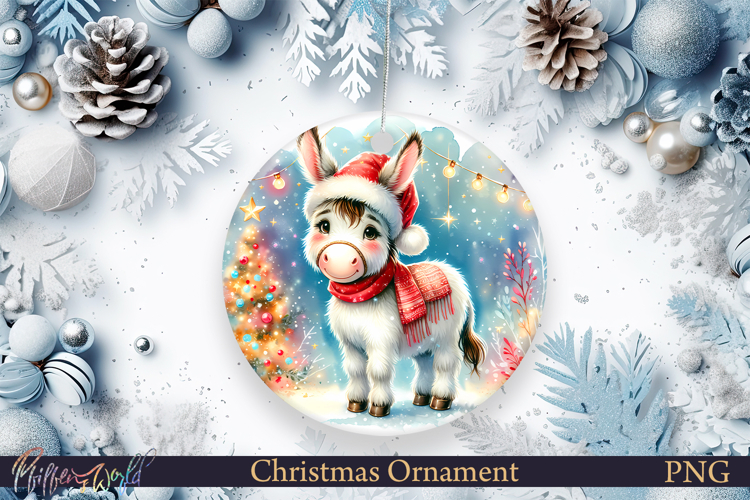 Christmas Ornament | Cute Animal | Holiday donkey