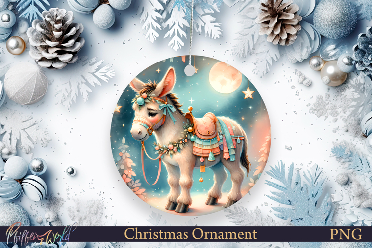 Christmas Ornament | Cute Animal | Holiday donkey