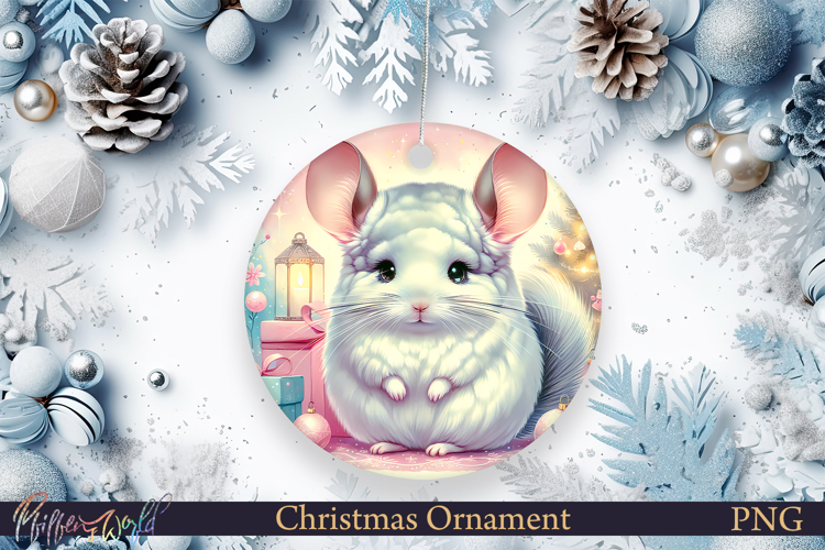 Christmas Ornament | Cute Animal | Holiday chinchilla