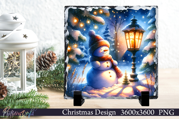 Christmas Design | Winter Slate | Snowman | lantern