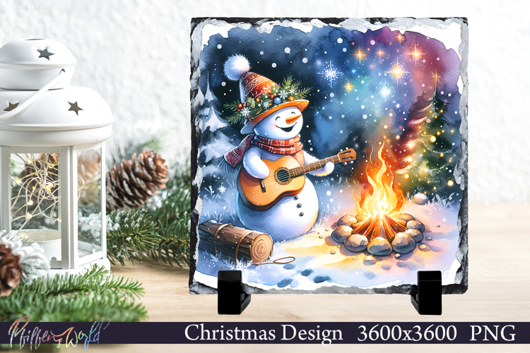 Christmas Design | Winter Slate | Snowman | guitarist
