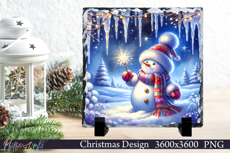 Christmas Design | Winter Slate | Snowman | Wand