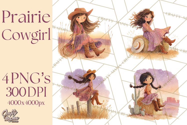 Cowgirl Clipart for Invitations, Western Horses and Props
