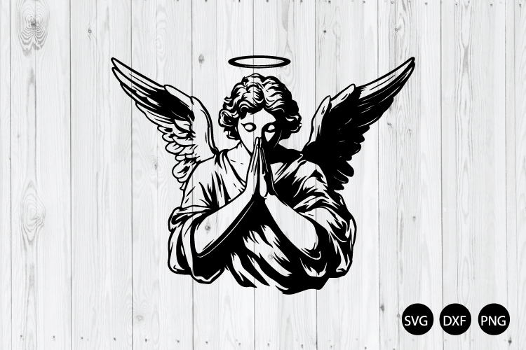 Praying Angel SVG, Religious SVG, Guardian Angel SVG