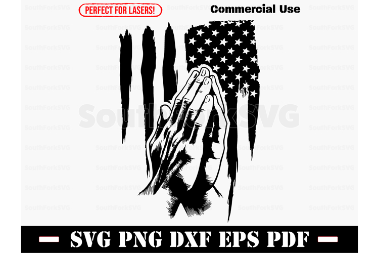Jesus Praying Hands American Flag SVG PNG DXF EPS PDF