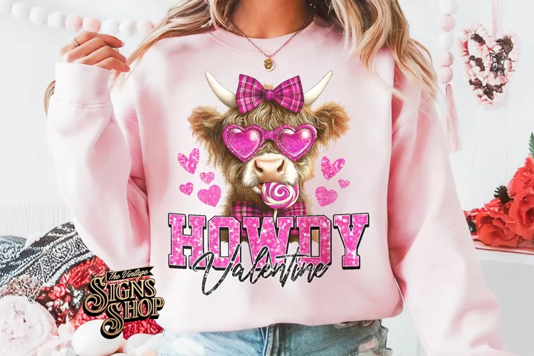 Highland Cow Valentines Coquette PNG | DTF and Sublimation