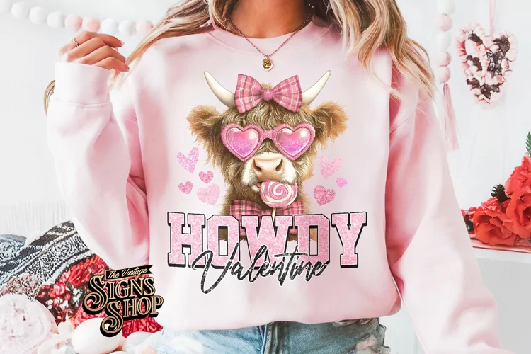 Highland Cow Valentines Coquette PNG | DTF and Sublimation