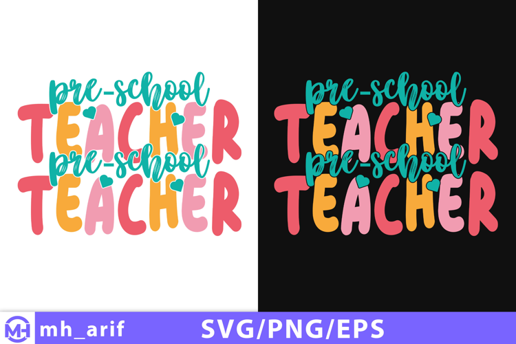 Retro Teacher SVG Pre-school Teacher Teacher Shirt Design