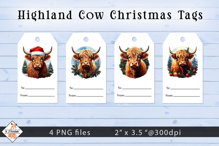 Christmas Gift Tags | Highland Cow Designs
