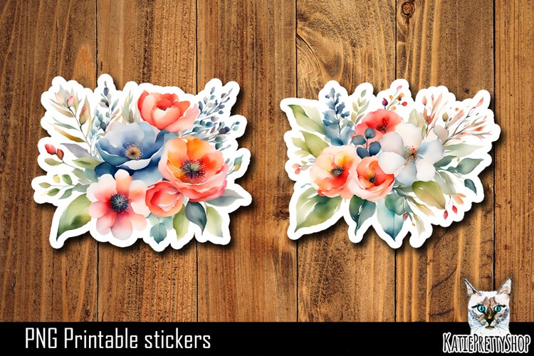Flower Stickers Printable PNG.