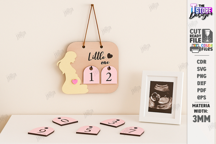 Pregnancy Countdown Milestone Board Laser Cut|Counting Weeks