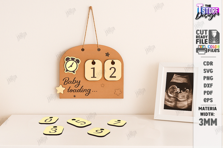 Pregnancy Countdown Milestone Board Laser Cut|Counting Weeks