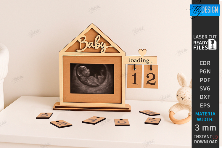 Pregnancy Countdown Frame Laser Cut |Baby Milestone Calendar