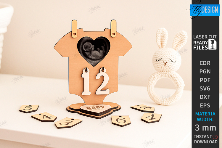 Pregnancy Countdown Frame Laser Cut |Baby Milestone Calendar