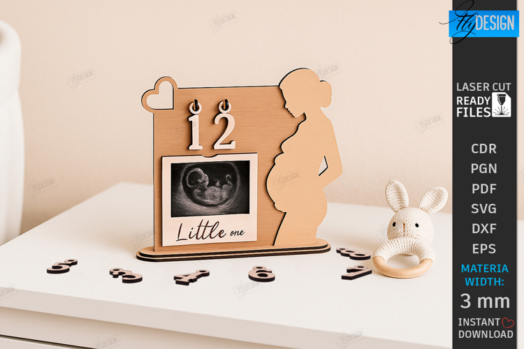 Pregnancy Countdown Frame Laser Cut |Baby Milestone Calendar