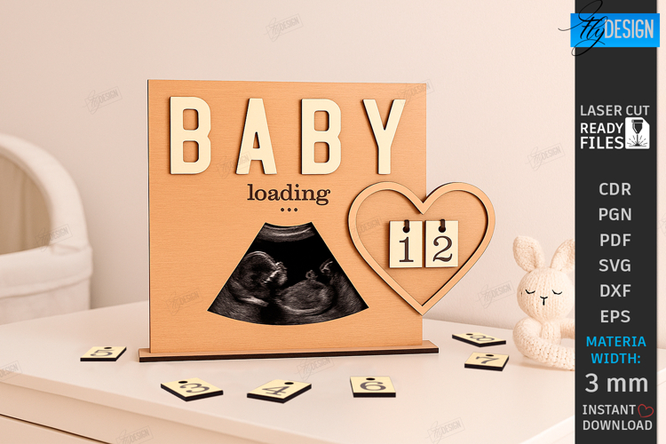 Pregnancy Countdown Frame Laser Cut |Baby Milestone Calendar