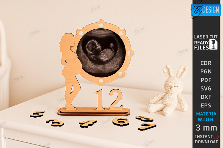 Pregnancy Countdown Frame Laser Cut |Baby Milestone Calendar