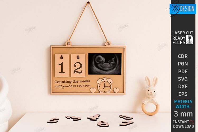 Pregnancy Countdown Frame Laser Cut |Baby Milestone Calendar