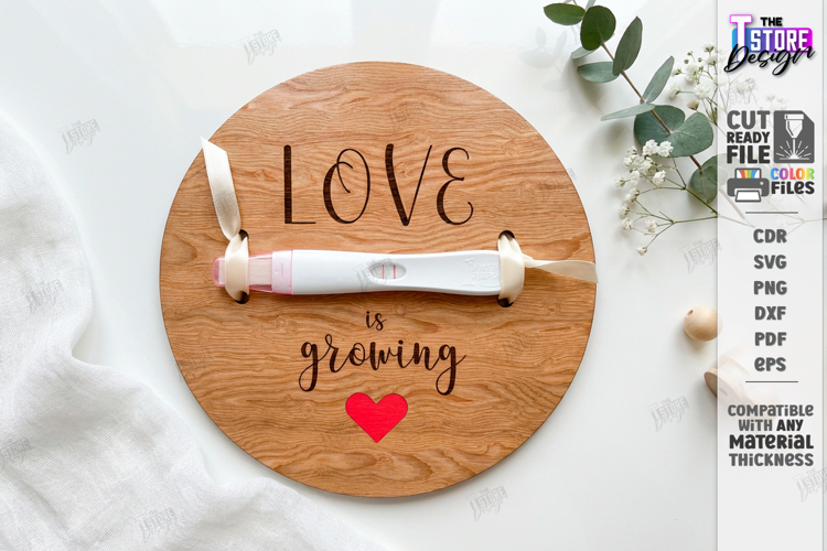 Pregnancy Test Reveal Disc Laser Cut | Baby Reveal SVG | CNC