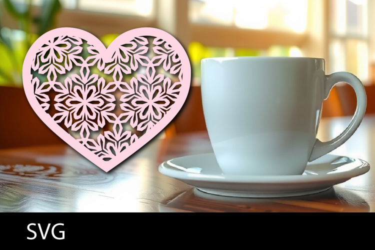 Heart coaster svg or Paper cut file