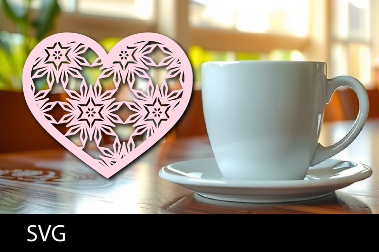 Heart coaster svg or Paper cut file