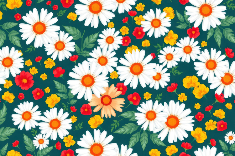 Daisy Meadow Floral Pattern Background