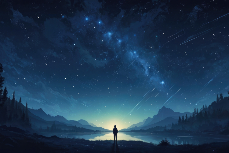 Starry Night Lake Landscape Background