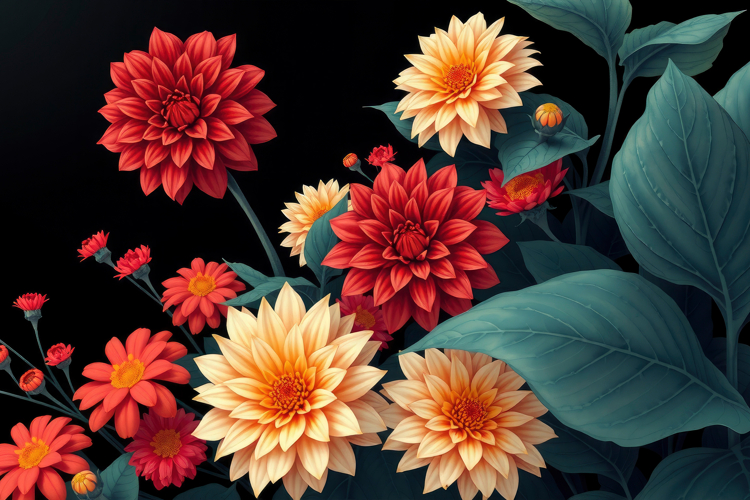 Elegant Dahlia Bouquet Background
