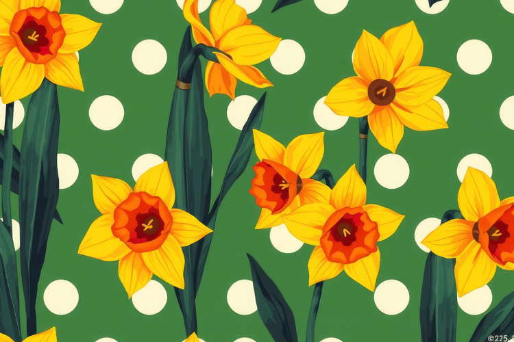Golden Daffodil Polka Dot Background