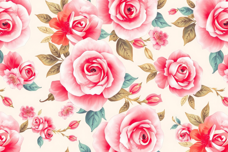 Pink Rose Bloom Floral Pattern background