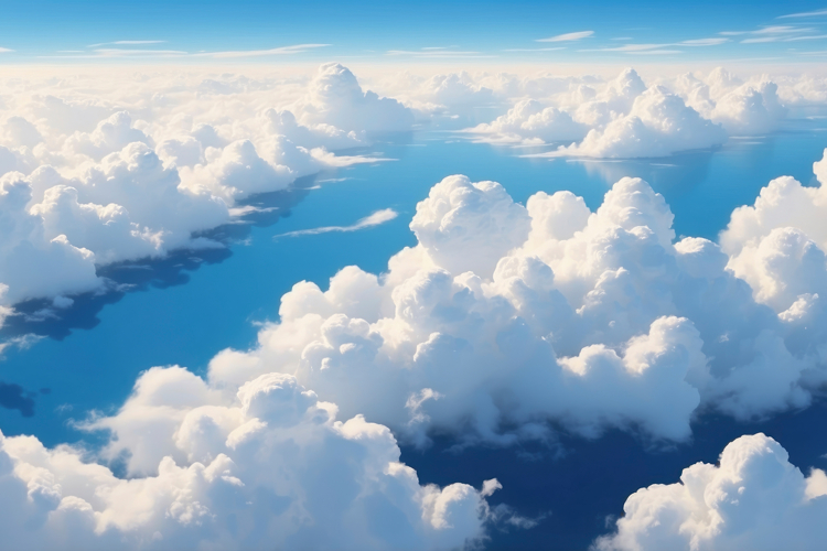 Dreamy Clouds Over Blue Ocean background example image 1