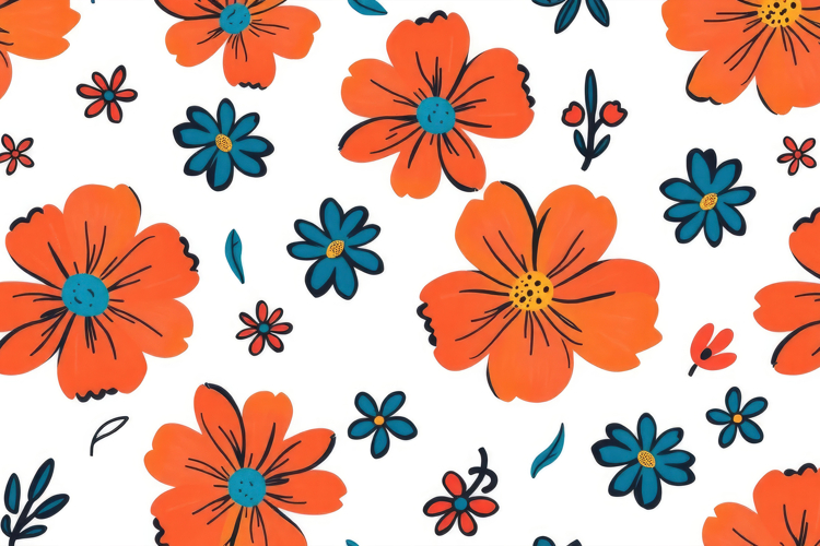 Bold Bloom Orange Blue Background