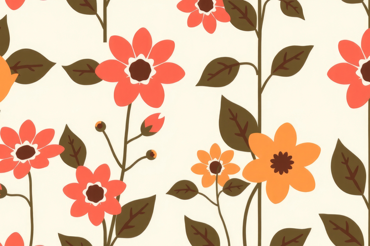 Retro 70s Floral Pattern Background