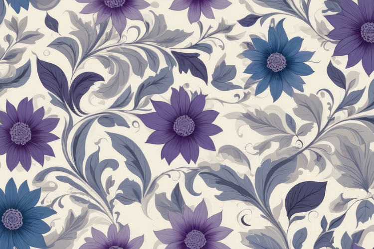 Purple Blue Floral Foliage Background