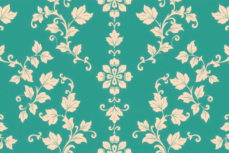 Teal Damask Floral Pattern Background