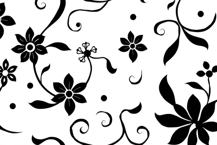 Black White Floral Scroll Background