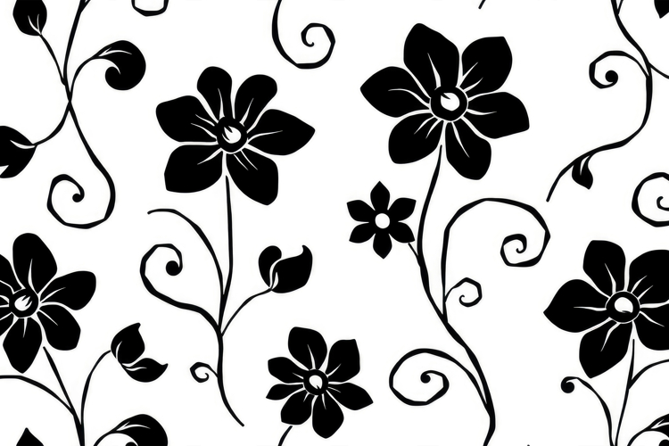 Black White Bloom Vine Background