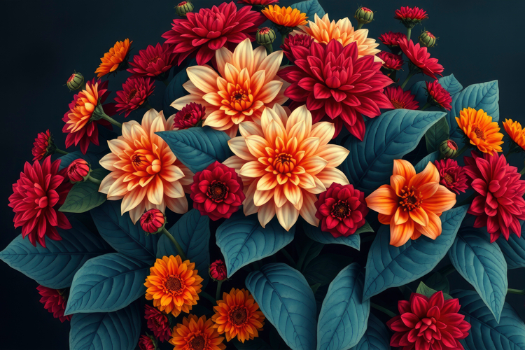 Elegant Dahlia Bouquet Background