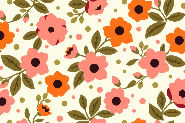 Soft Pink Orange Floral Dot Background