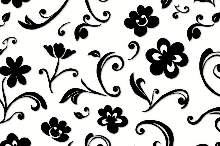 Black White Floral Swirl Background
