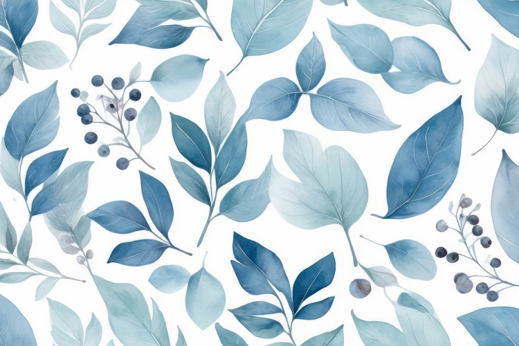 Blue Leaves Berries Botanical Background