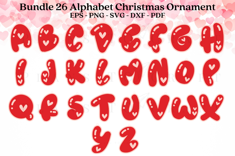 Bundle Valentine Alphabet Ornament Laser Cut SVG Files