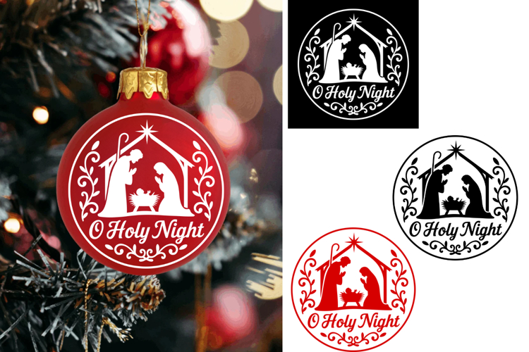 O Holy night Christmas Ornament Ball, Christmas Svg Png