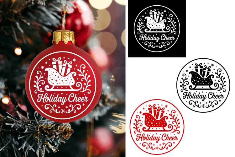 Holiday Cheer Christmas Ornament Ball, Christmas Svg Png
