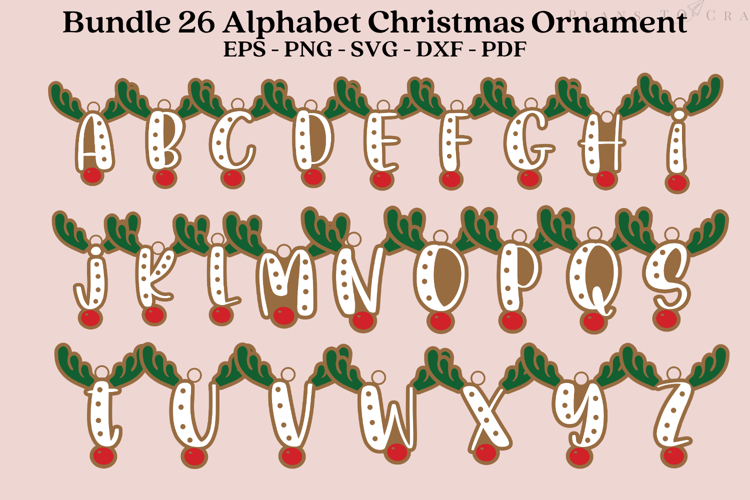 Bundle Christmas Alphabet Ornament Laser Cut SVG Files